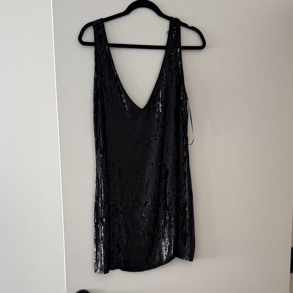 Free People Black Sequin Mini Dress with low back size medium